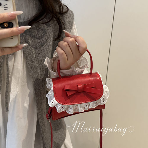 蝴蝶结蕾丝手提可爱斜挎小方包