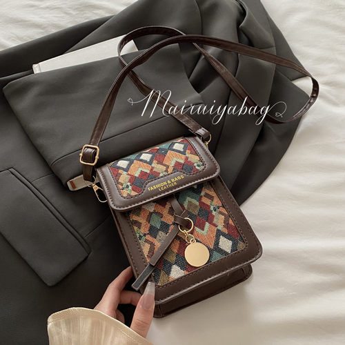 ins复古百搭单肩洋气斜挎手机包