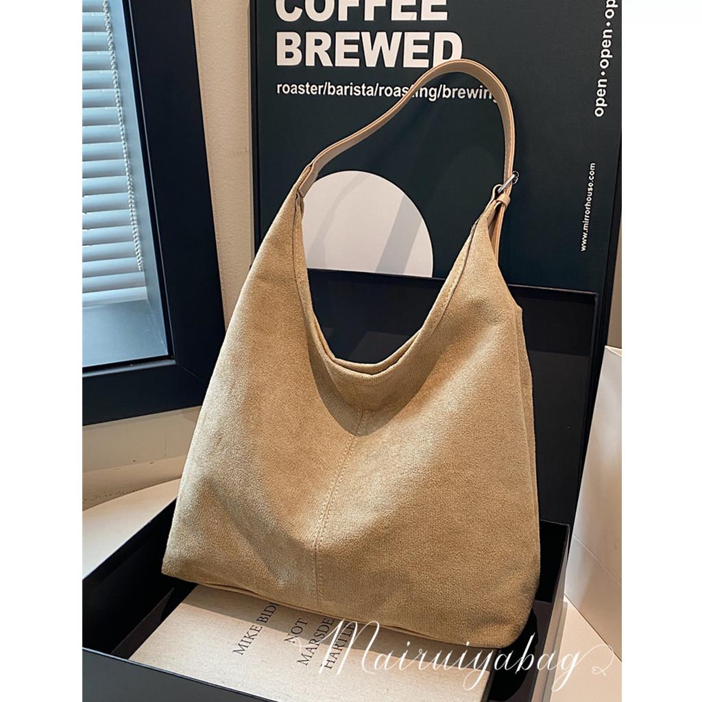 麦瑞雅复古麂皮绒腋下水桶托特包