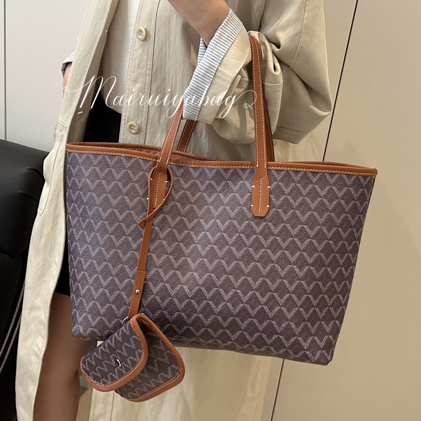 美式复古美拉德大容量腋下托特包