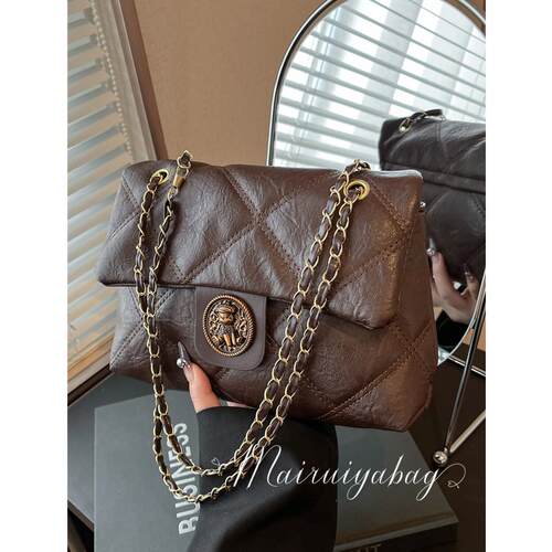 高级感美拉德通勤菱格链条单肩包