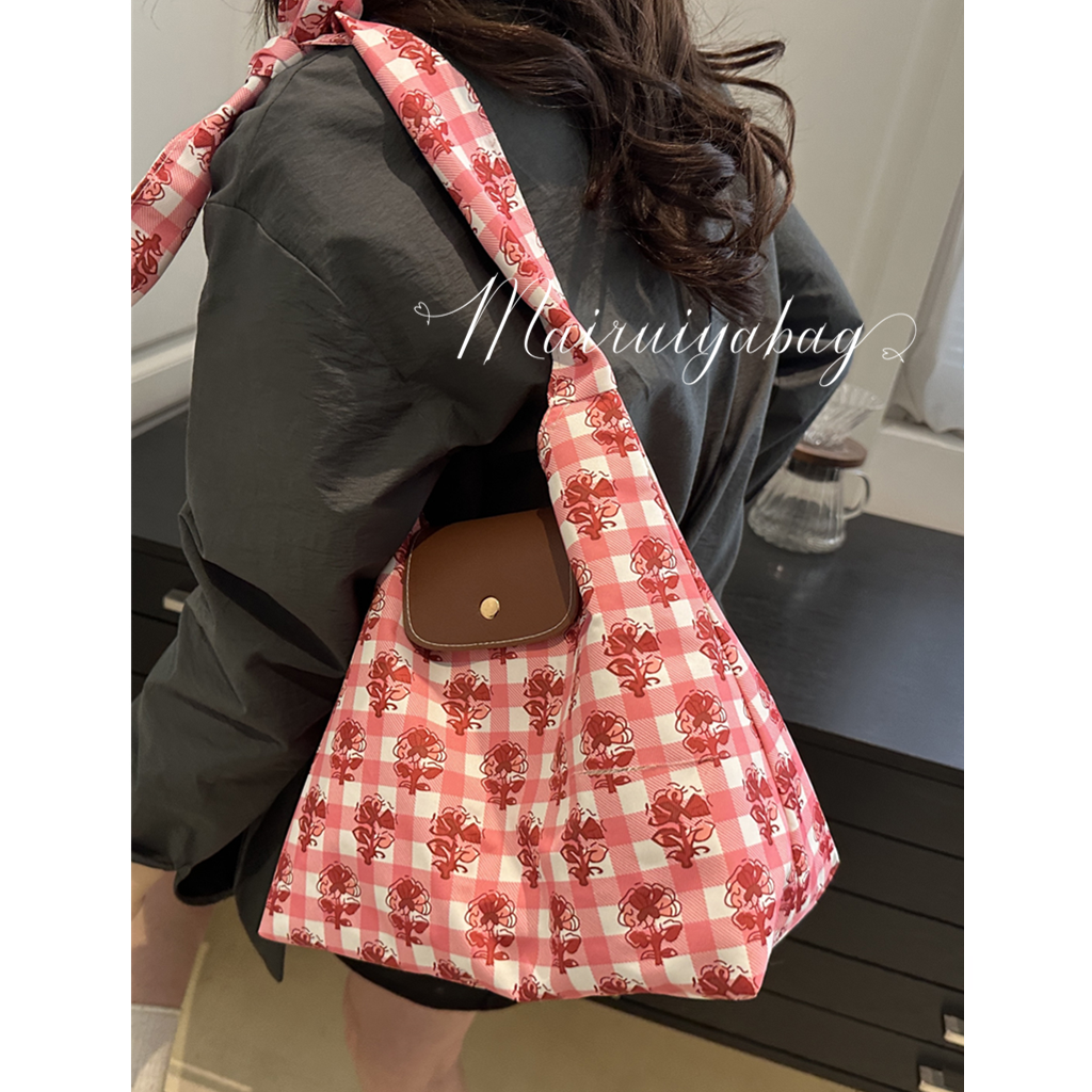 清新碎花打结购物袋水桶托特包