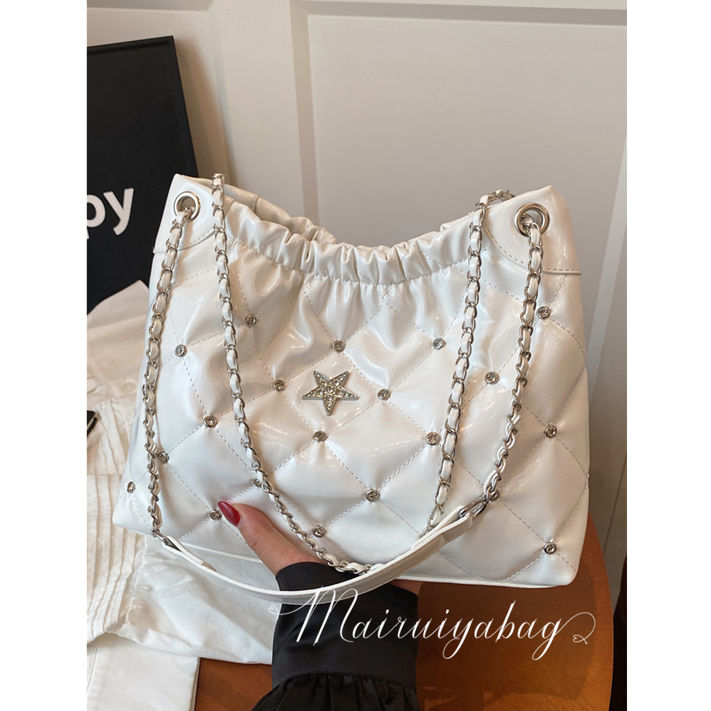 时尚小香风菱格链条腋下托特包