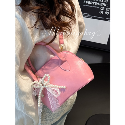 珍珠蕾丝蝴蝶结韩版手提贝壳包