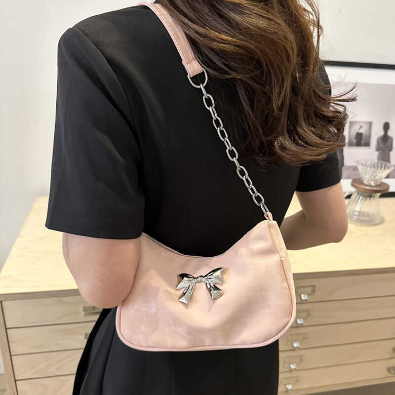 麦瑞雅简约时尚蝴蝶结链条腋下包