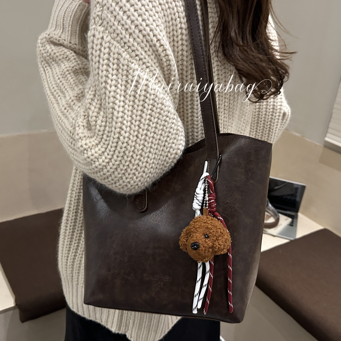 高级复古流行质感百搭单肩托特包