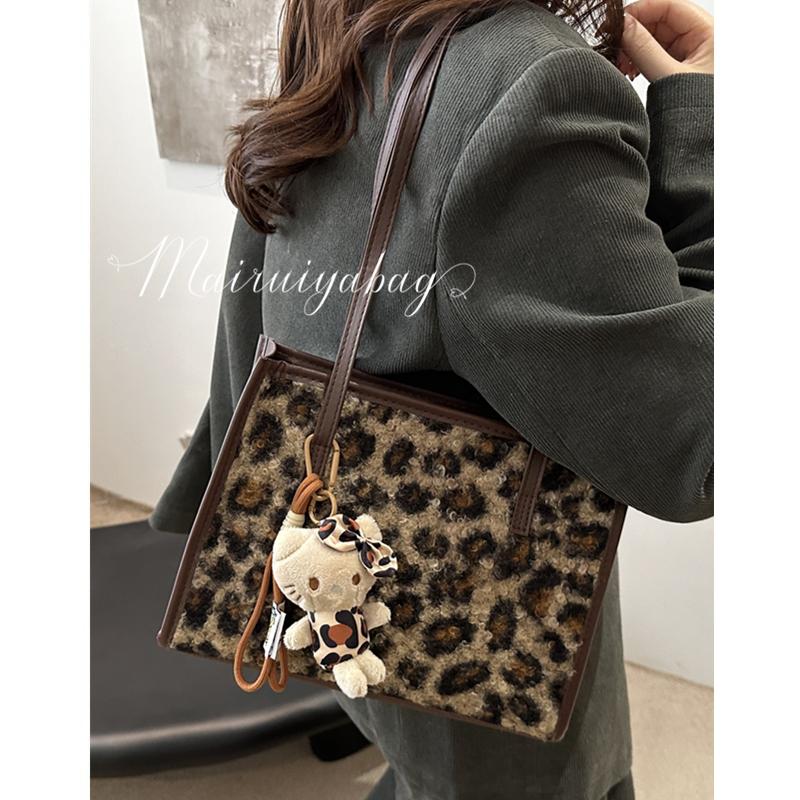麦瑞雅毛毛时尚百搭豹纹托特包