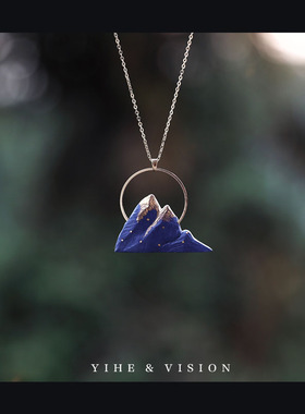 YIHE 原创设计【日出蓝山】中式陶瓷气质礼物秋冬项链毛衣链