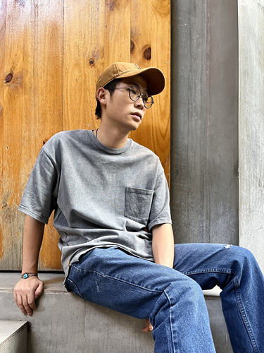 短袖日系口袋TEE水洗做旧