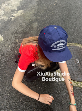 xiuxiustudio自主美式复古刺绣棒球帽男女同款遮阳帽滑板帽嘻哈帽
