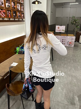 【xiuxiustudio】自主美式复古印花华夫格长袖秋冬打底上衣T恤潮