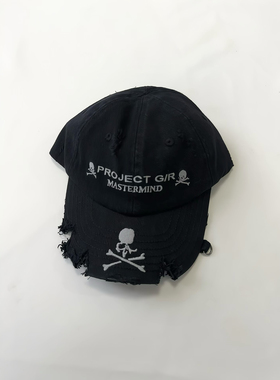 xiuxiustudio骷髅自主破坏做旧水洗刺绣棒球帽做旧男女同款潮