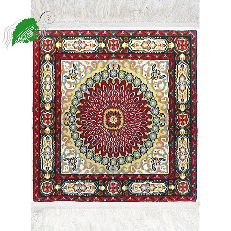 亿丝 欧美图案蚕丝软饰正方形客厅卧室书房家用手工真丝波斯地毯