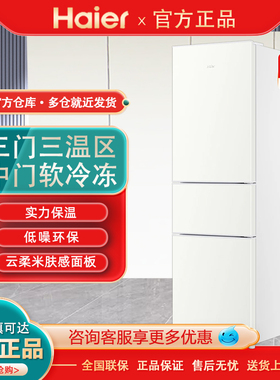 Haier/海尔 BCD-218LHC300GL三开门家用宿舍节能低噪小型家用冰箱