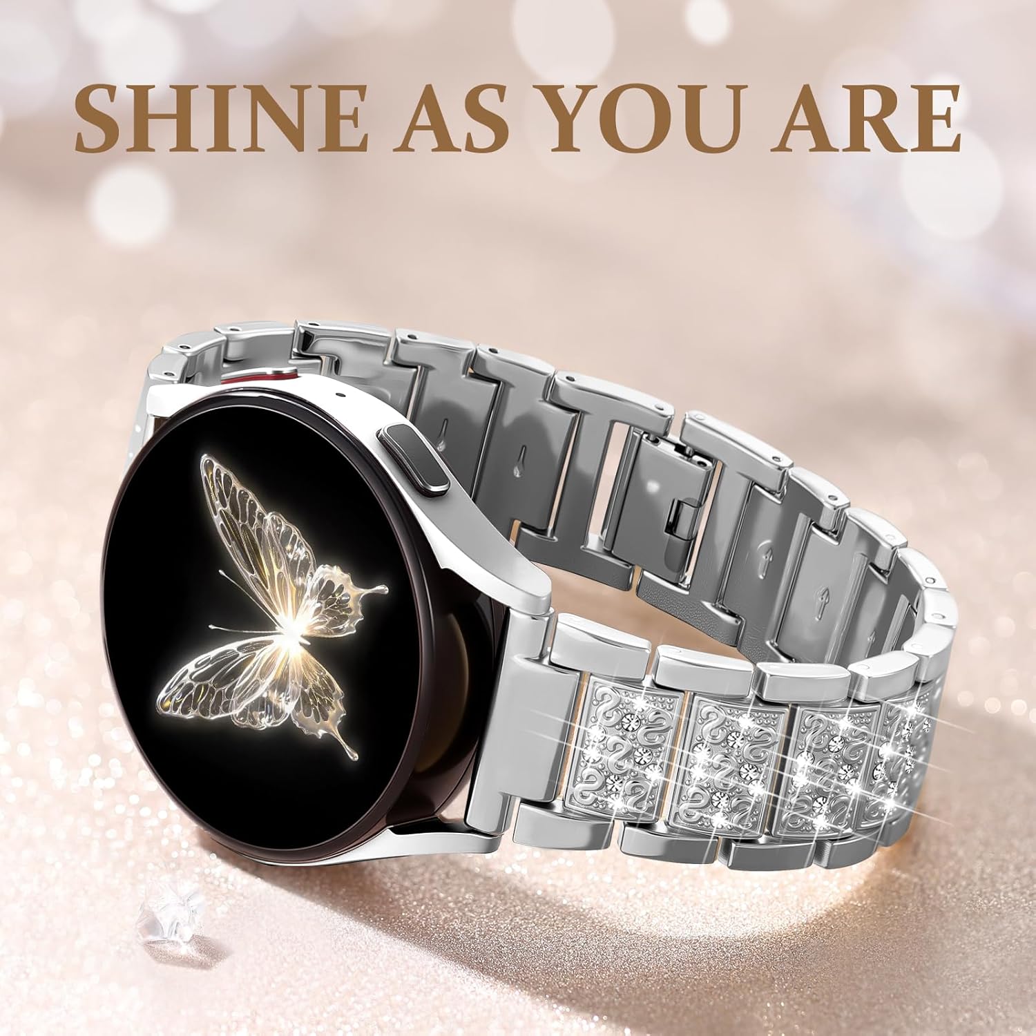 商务镶钻智能手表表带适用vivo watch gt表带oppo手表带9pro红米6