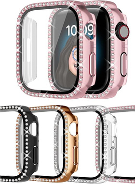 全包钢化膜钻壳适用apple watch保护套iwatch s10苹果手表壳9876