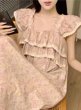 睡衣女2025新款夏季甜美碎花睡裙