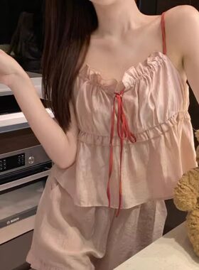 2025新款夏季薄吊带短裤睡衣套装