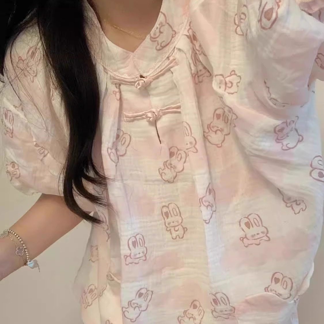 日系甜美新中式二次元lolita小个子睡衣女夏新款可外穿家居服套装