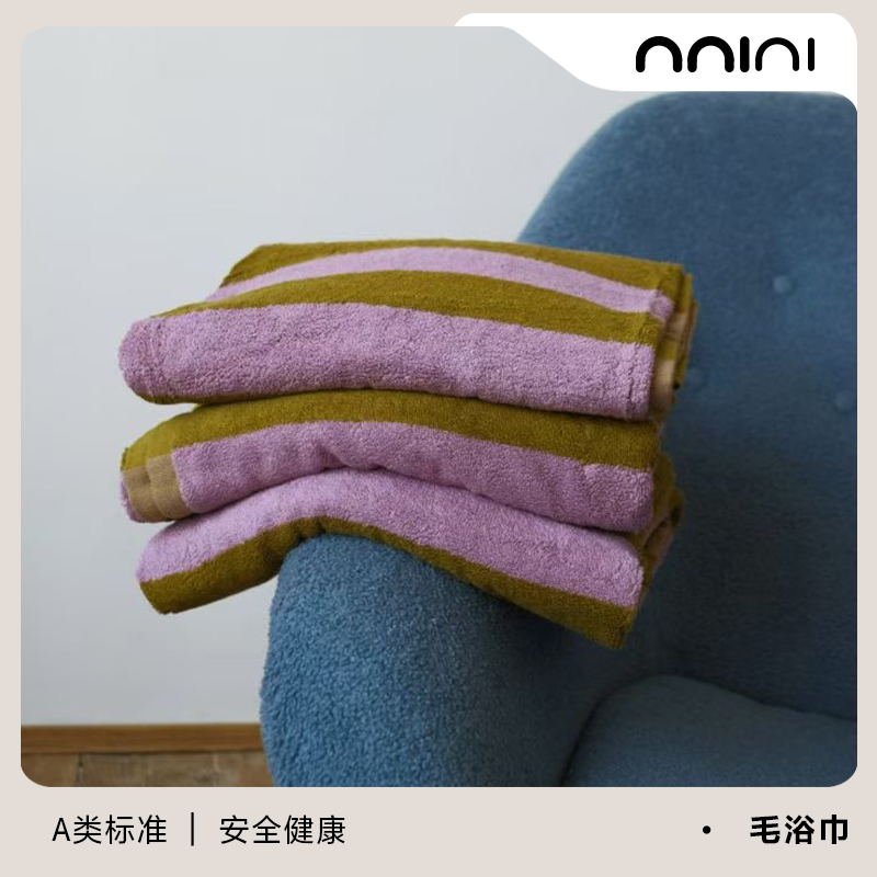 Minimal布达配斯大饭店|经典复古条纹治愈系全棉毛浴巾亲肤吸水