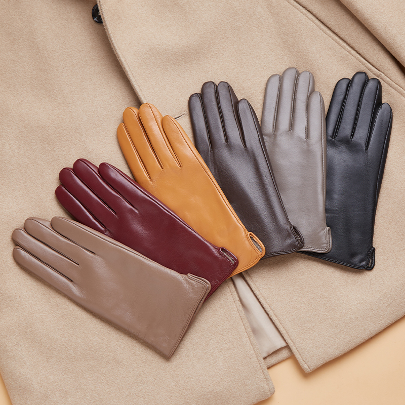 小山羊皮女士触屏皮手套