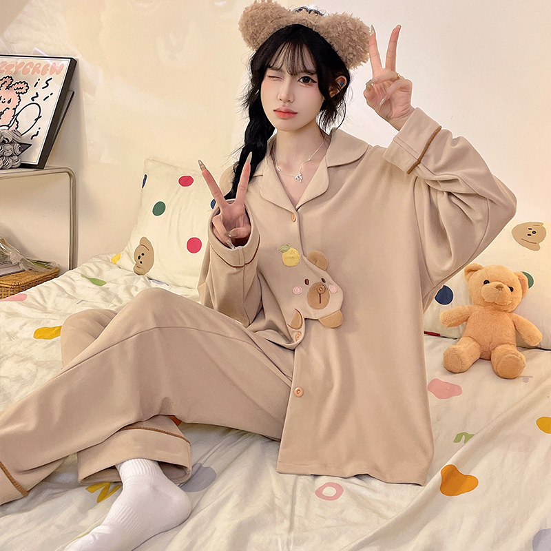 德绒睡衣女秋冬卡通可爱