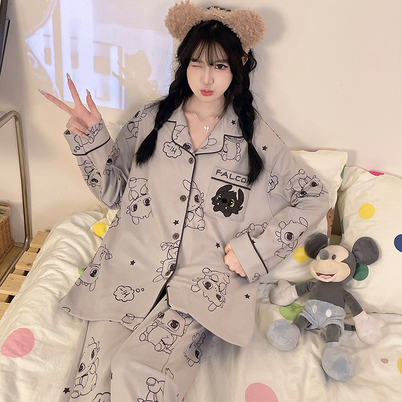 德绒睡衣女秋冬卡通可爱