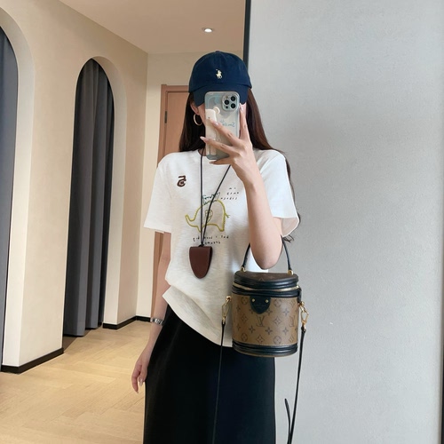 减龄小猫大象刺绣印花短袖T恤