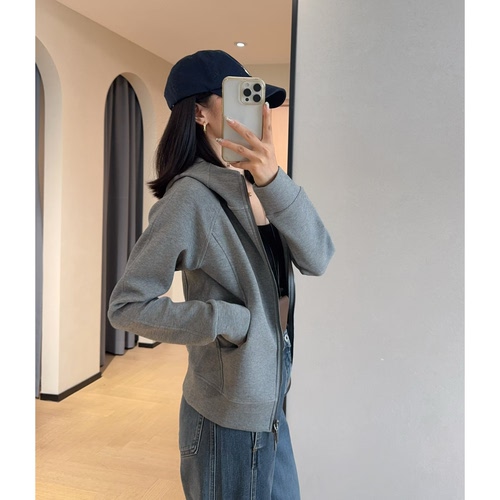 WTHEONE立体裁剪棉感空气层有型显瘦小个子连帽卫衣外套女2025秋