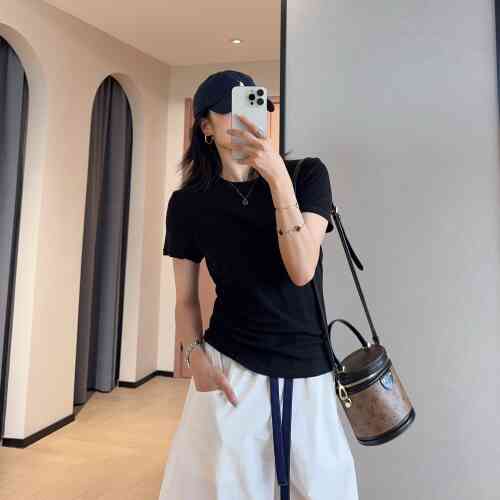 WTHEONE高品质轻盈透气高弹天丝亚麻正肩圆领短袖T恤女2026新款夏