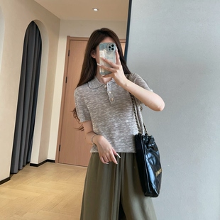 THEONE自带呼吸感棉麻天丝POLO衫清爽透气针织短袖上衣女2026新款