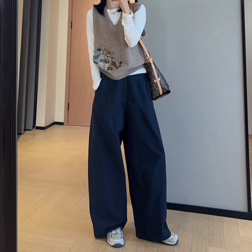 洋气有型立体汉麻休闲阔腿香蕉裤