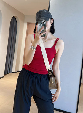 WTHEONE颜色好显白舒适高弹双肩带修身显瘦带胸垫背心吊带上衣夏