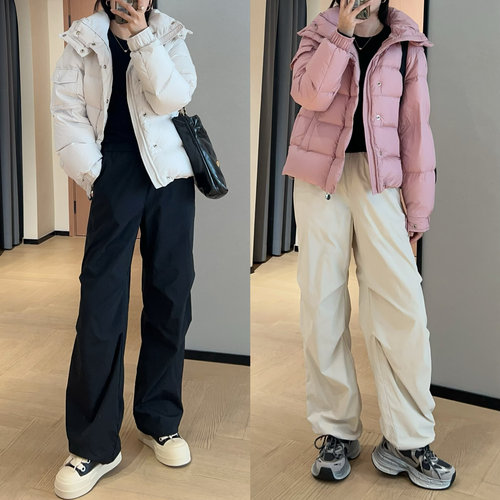 WTHEONE机能风降落伞裤加绒加厚显瘦可束脚工装休闲裤女2024秋冬