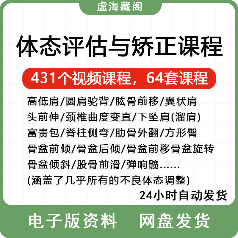 体态矫正教程视频课骨盆脊柱姿势调整运动康复体型纠正评估课程