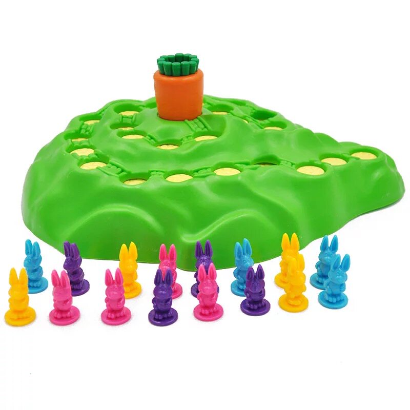 益智儿童桌面游戏2-4 旋转萝卜跳跳坑游戏 兔子陷阱跳坑亲子玩具