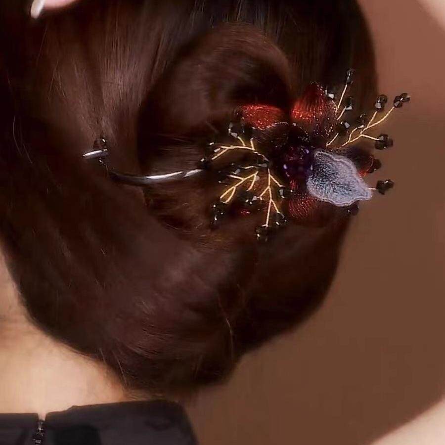 花朵扭扭夹女复古盘发夹子头饰