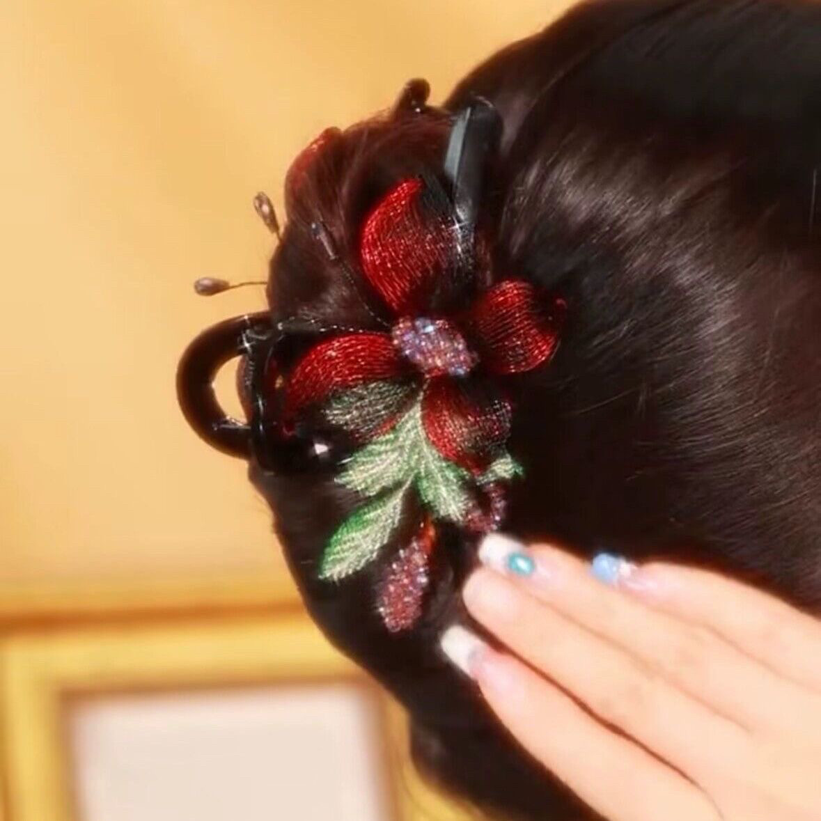 高档手工编制水晶抓夹女后脑勺