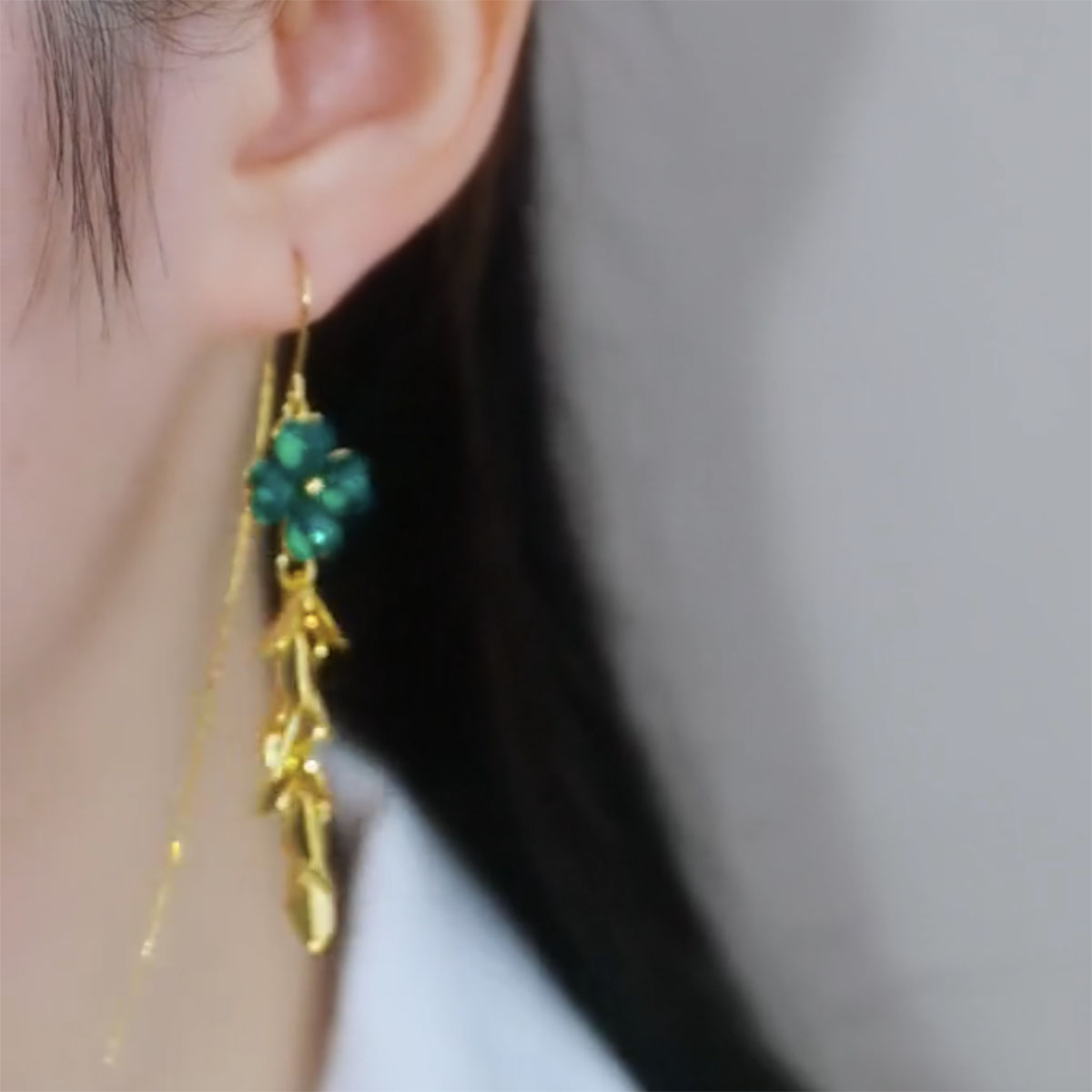 气质四叶麦穗耳线耳饰