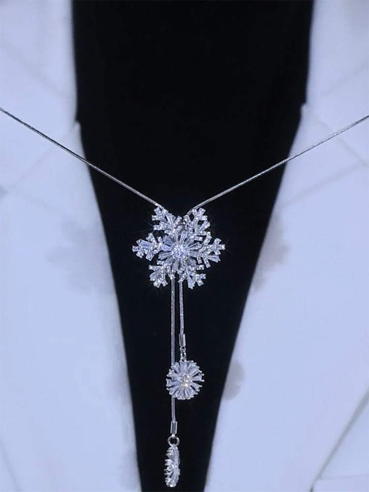 项链女挂件雪花毛衣链