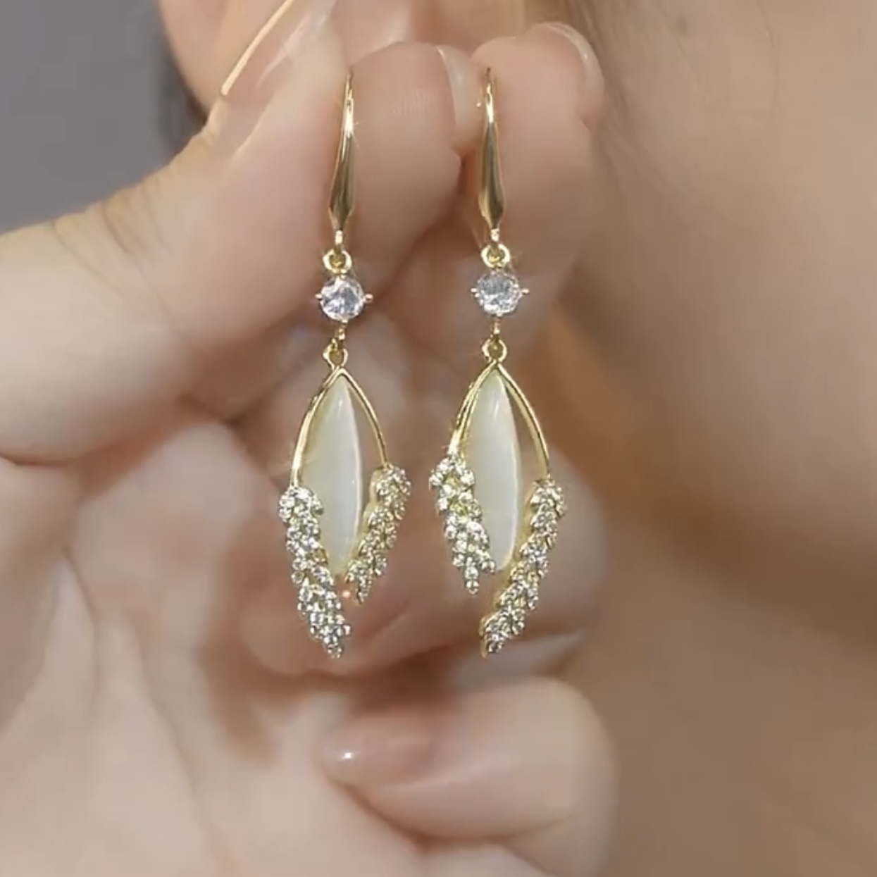 新款麦穗耳环长款百搭轻奢女防丢抗过敏爆款气质高级感韩版耳饰