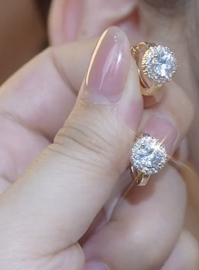 925银微镶锆石满钻耳扣耳圈小众设计感个性INS风百搭耳环时尚首饰