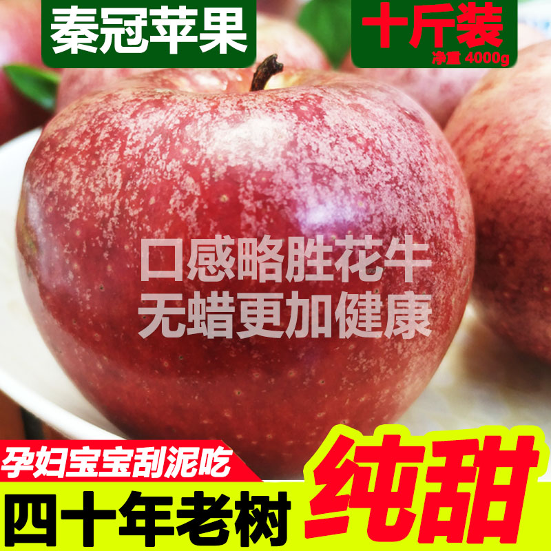 新鲜苹果水果秦冠脆甜粉面陕西10斤批整箱吃的红富士冰糖心大平果
