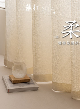 不透人轻奢透光纱帘奶油保护隐私