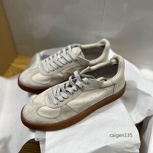 复古真皮休闲德训鞋女低帮运动板鞋软皮小白鞋系带拼色春夏款女鞋