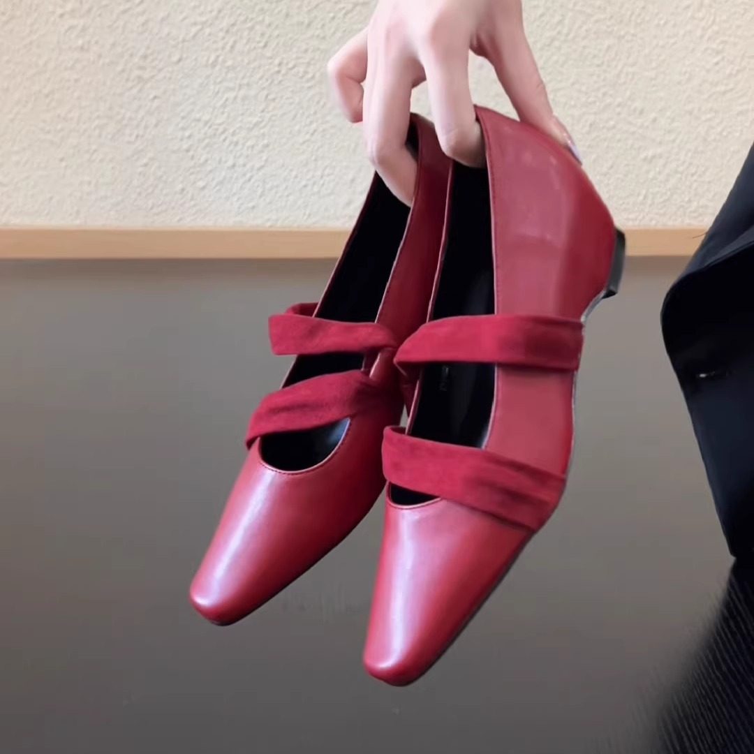 RubyL/4.5cm（内增3）牛皮玛丽珍鞋女内增高交叉带复古舒适单鞋,女鞋,玛丽珍鞋,淘宝优惠券,粉丝福利购,淘宝优惠卷