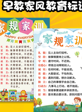 早教口诀表客厅书房家规家训减乘