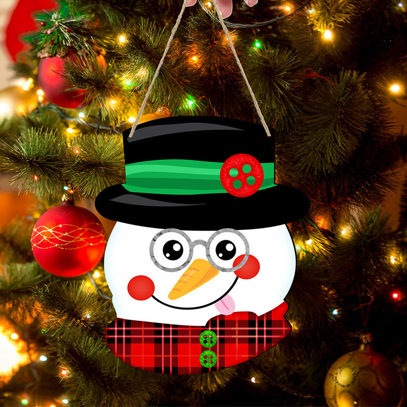 圣诞节卡通雪人木质挂牌门挂橱窗门口节日家居装饰品木牌挂件吊饰