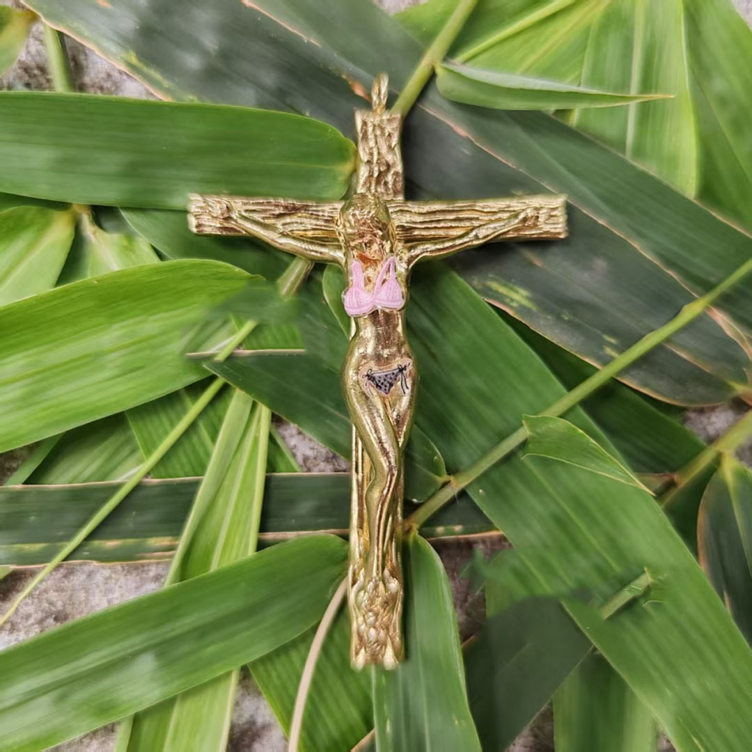1比24麦当娜交叉实心纯黄铜雕像人偶模型艺术摆件手办配饰桌面