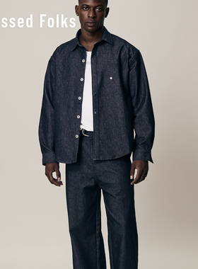 BlessedFolks25年秋冬美式复古丹宁宽松休闲男牛仔外套牛仔裤套装